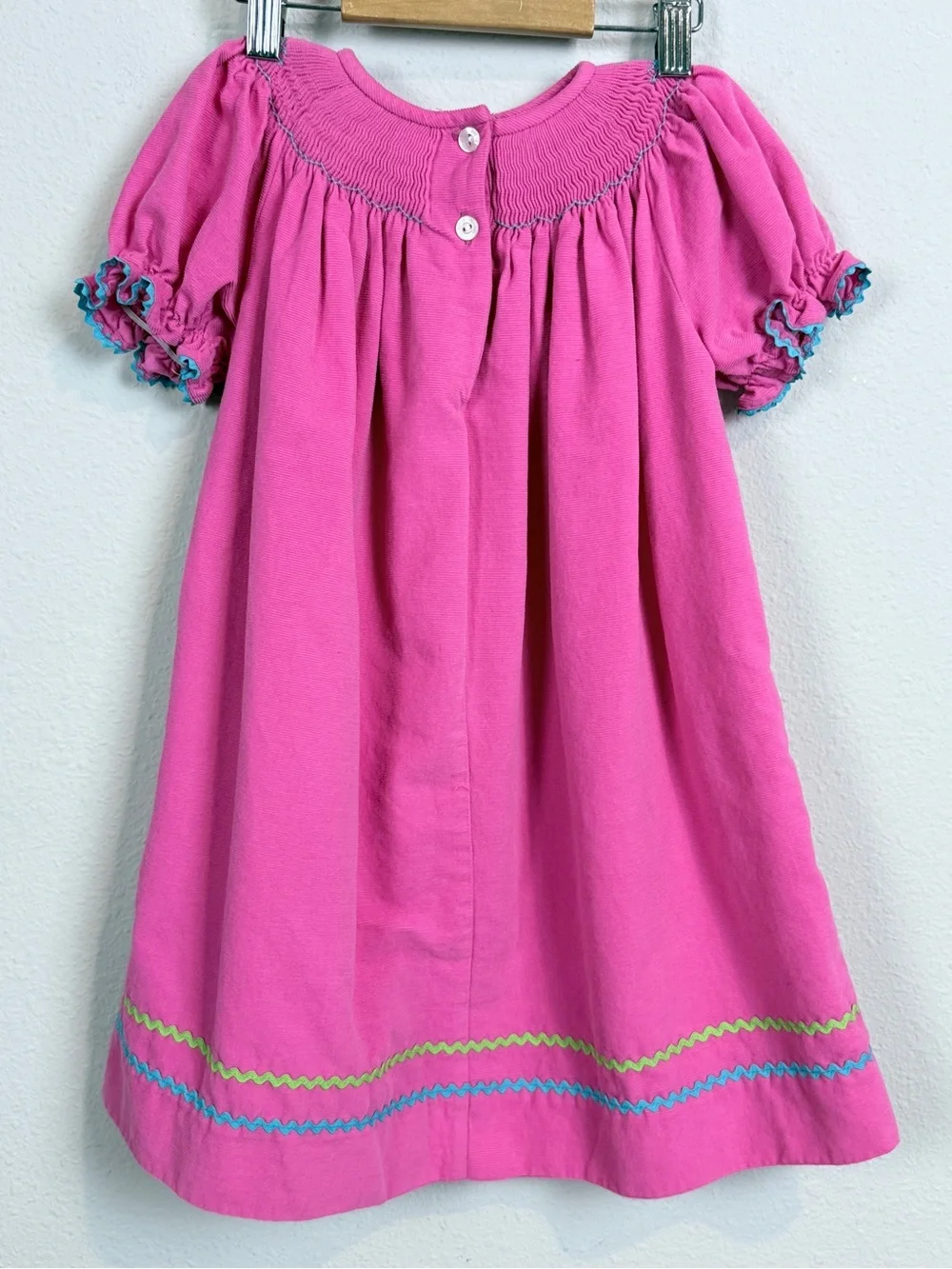 Collection Bebe Pink Embroidered Smocked Corduroy Christmas Dress 2T